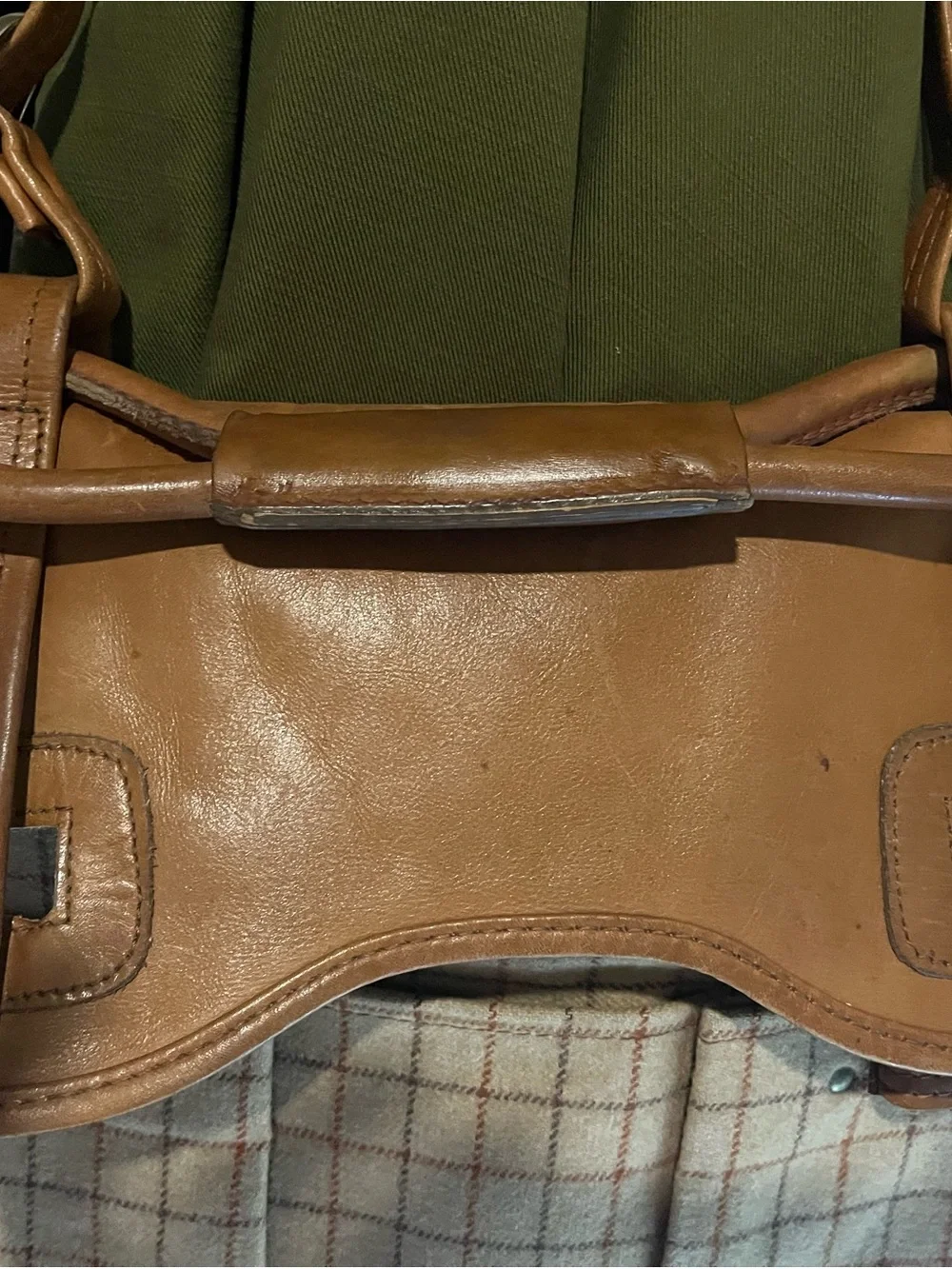 Classic Tan Leather & Plaid Women’s Tote